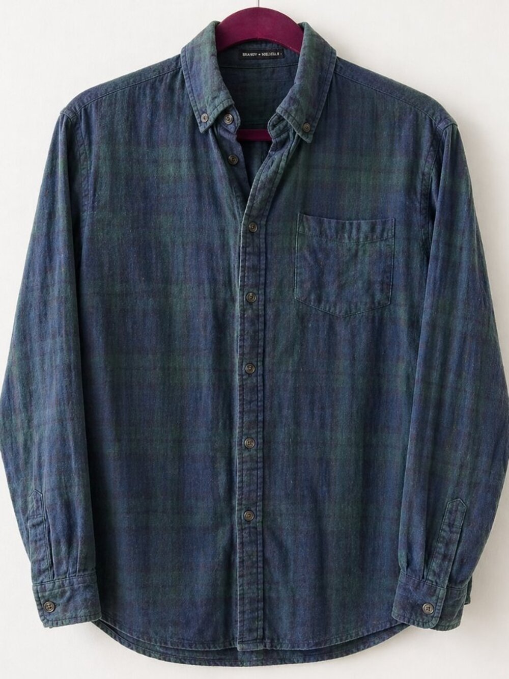 Brandy Melville Blue Green Plaid Flannel Button Down Shirt Soft Worn In